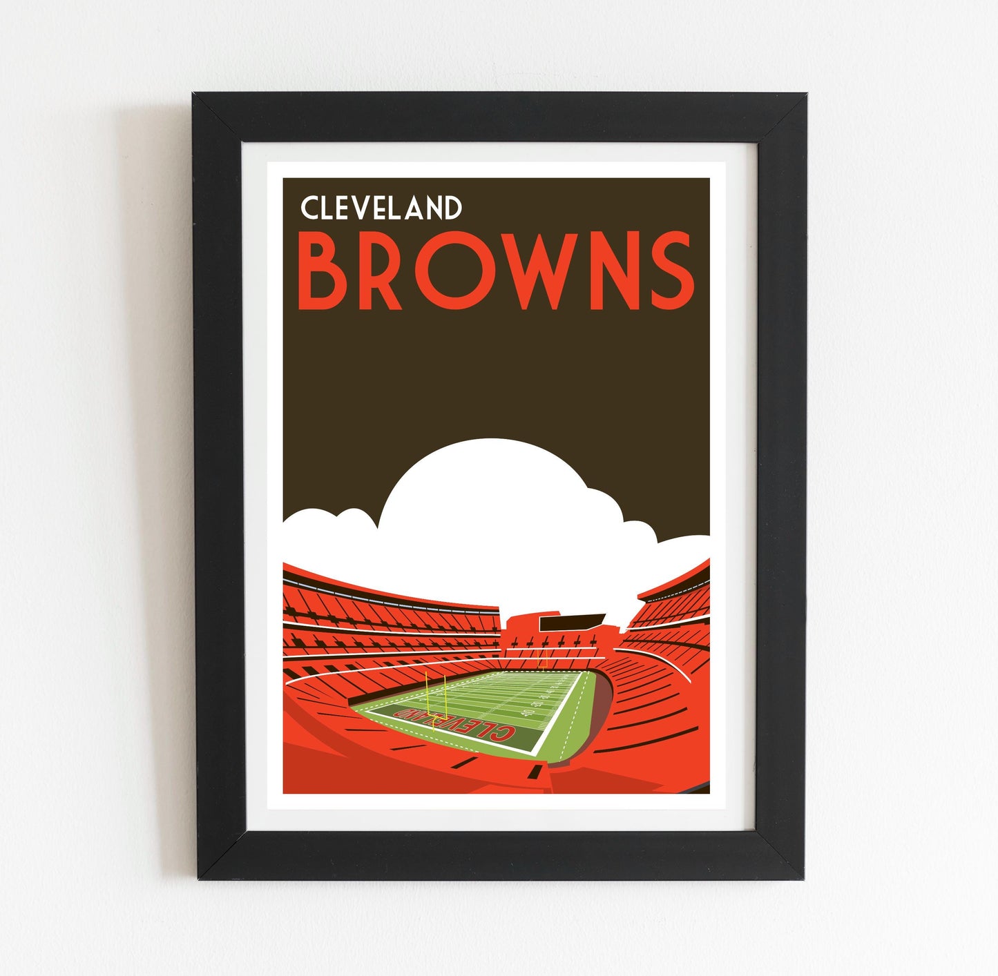 a framed poster of cleveland browns stadium