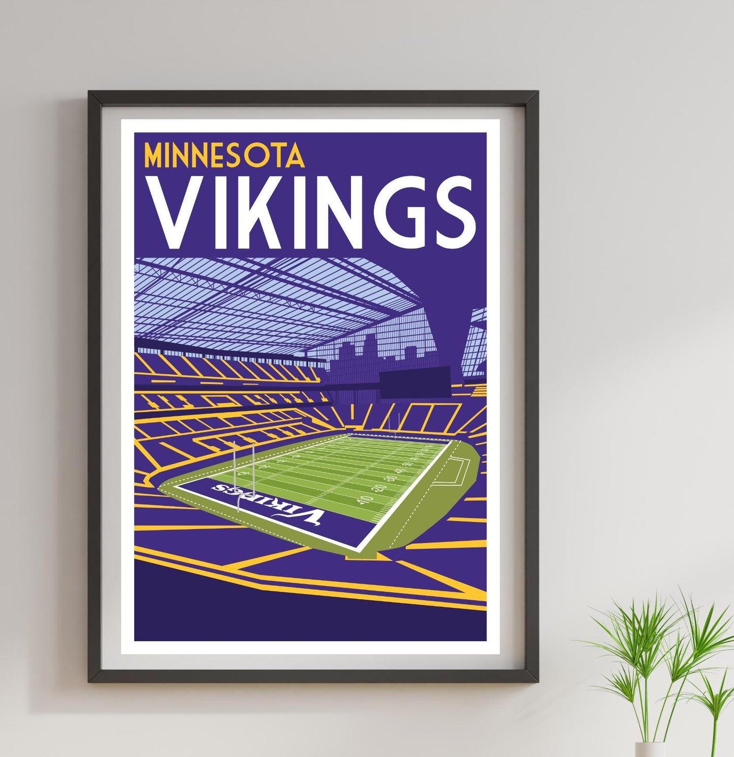 a framed poster of a minnesota vikings football field