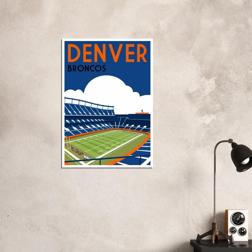 Denver Broncos, Mile High Stadium - Retro art print poster