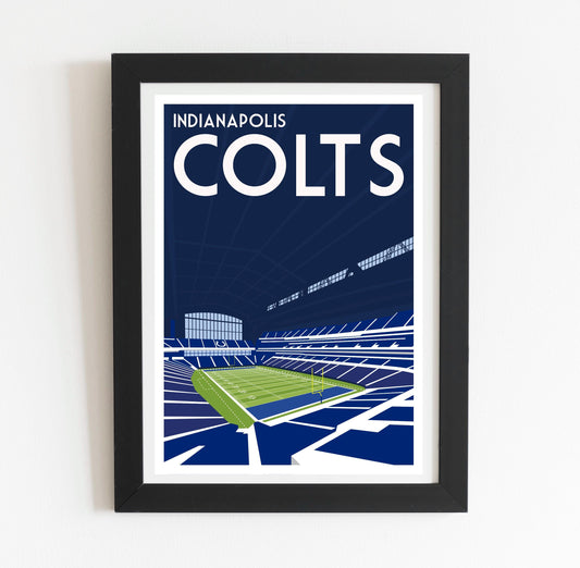 a framed poster of a stadium with a tennis court