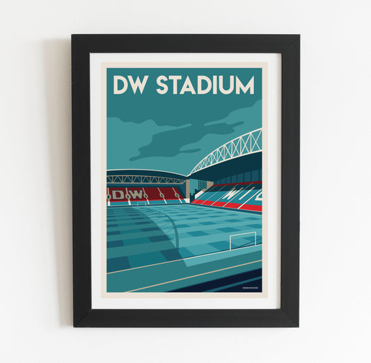 DW Stadium, Wigan Athletic Retro Art Print Poster | Football Memorabilia