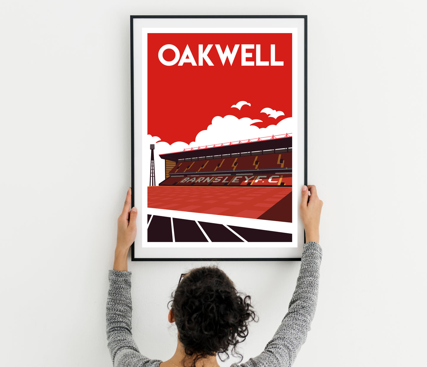 Barnsley FC Oakwell Retro Design Art Print Poster retro style