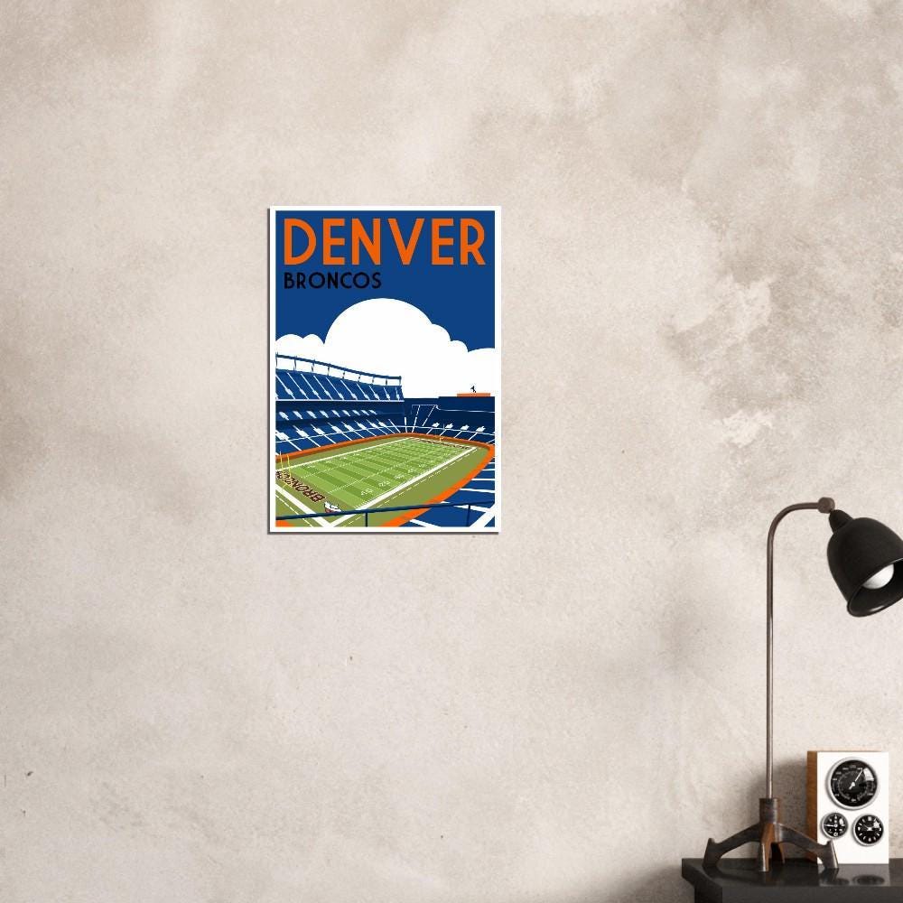 Denver Broncos, Mile High Stadium - Retro art print poster
