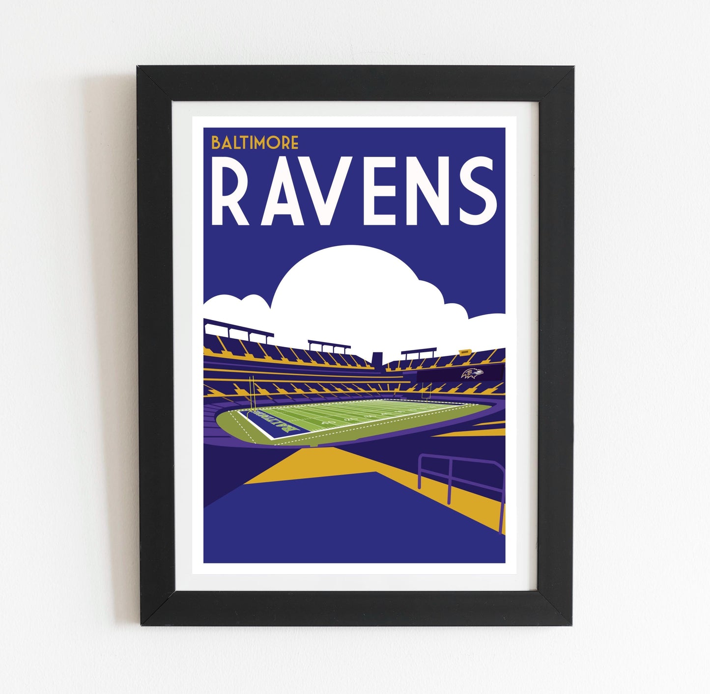 a framed poster of baltimore ravens stadium