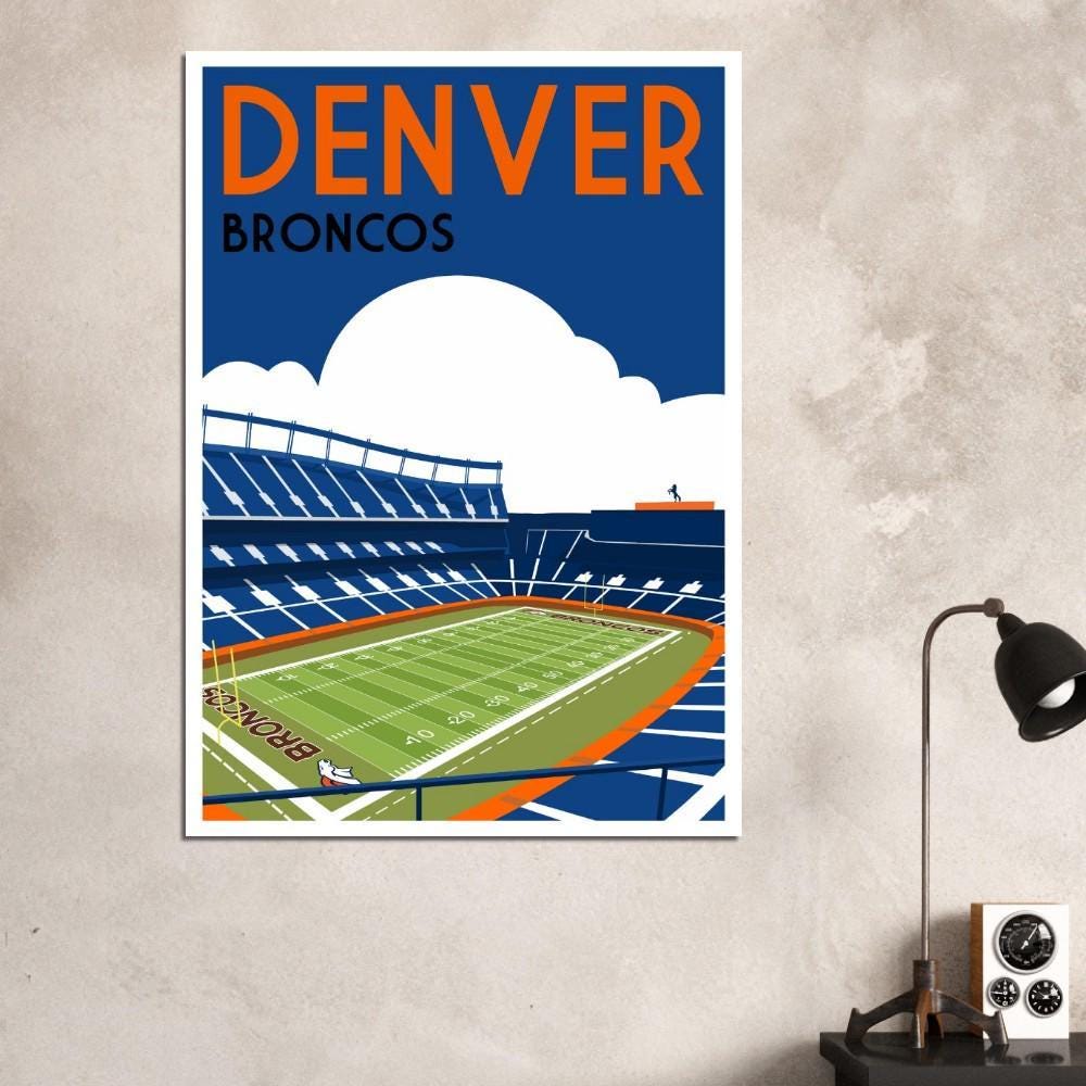 Denver Broncos, Mile High Stadium - Retro art print poster