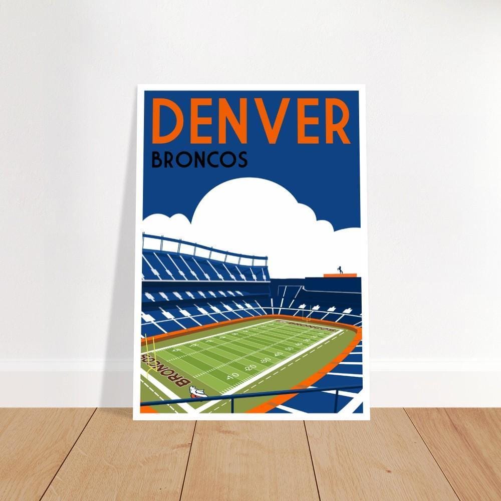 Denver Broncos, Mile High Stadium - Retro art print poster