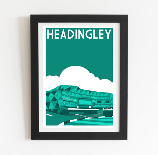 Headingley Cricket Ground Retro Art Poster