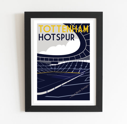 Tottenham Hotspur Stadium Retro Art Print Poster