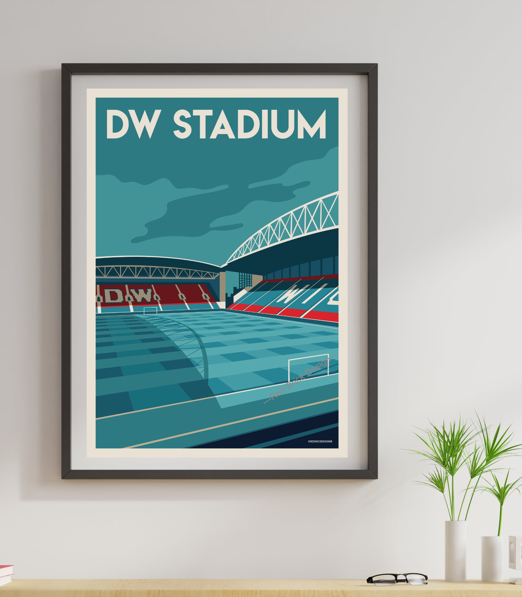 DW Stadium, Wigan Athletic Retro Art Print Poster | Football Memorabilia poster artwork
