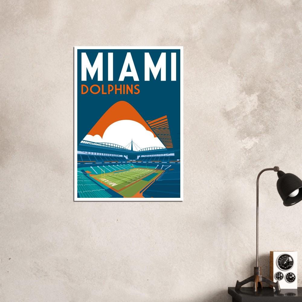 Miami Dolphins Stadium - Retro art print poster