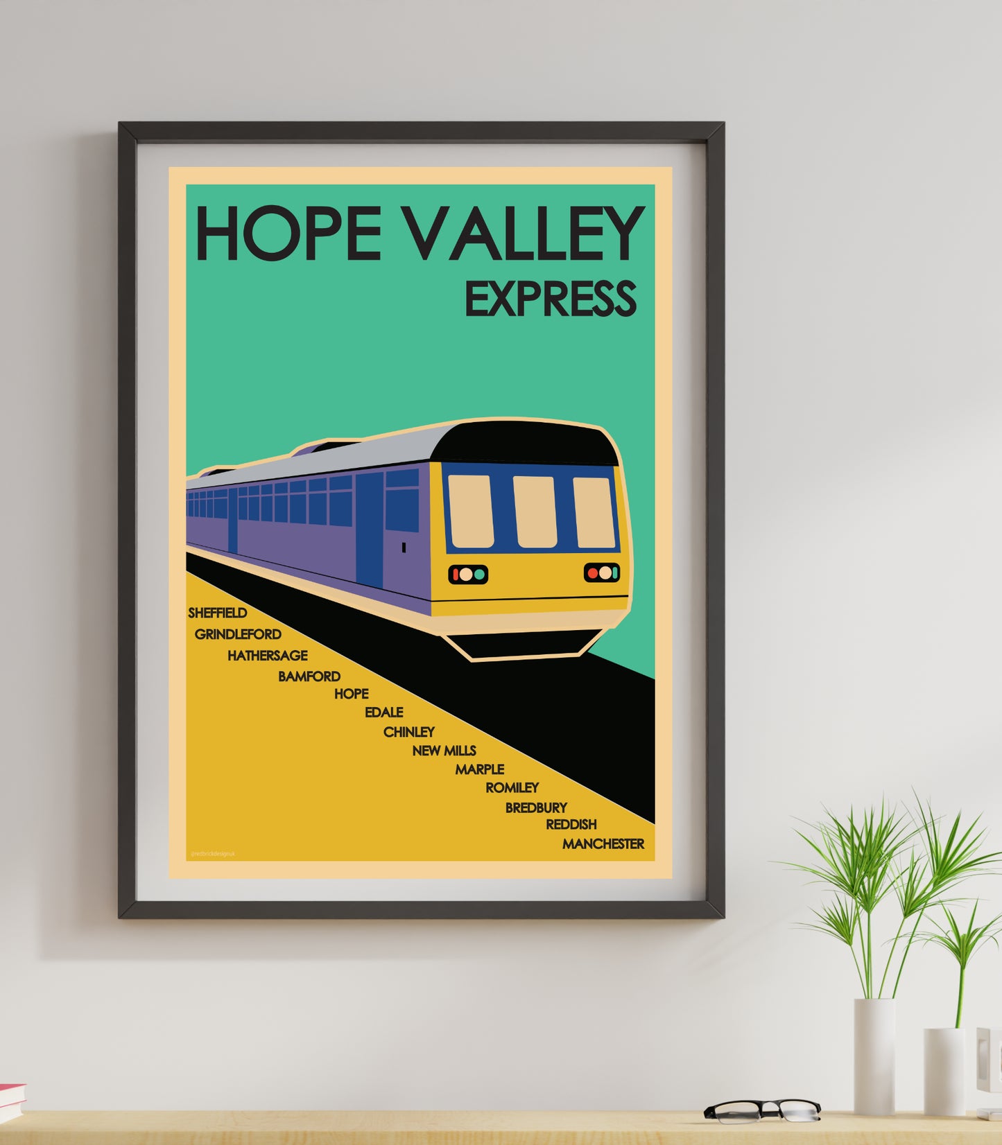 Hope Valley Express Vintage Retro Travel Art Print Poster - Manchester to Sheffield, Peak District, Yorkshire retro poster