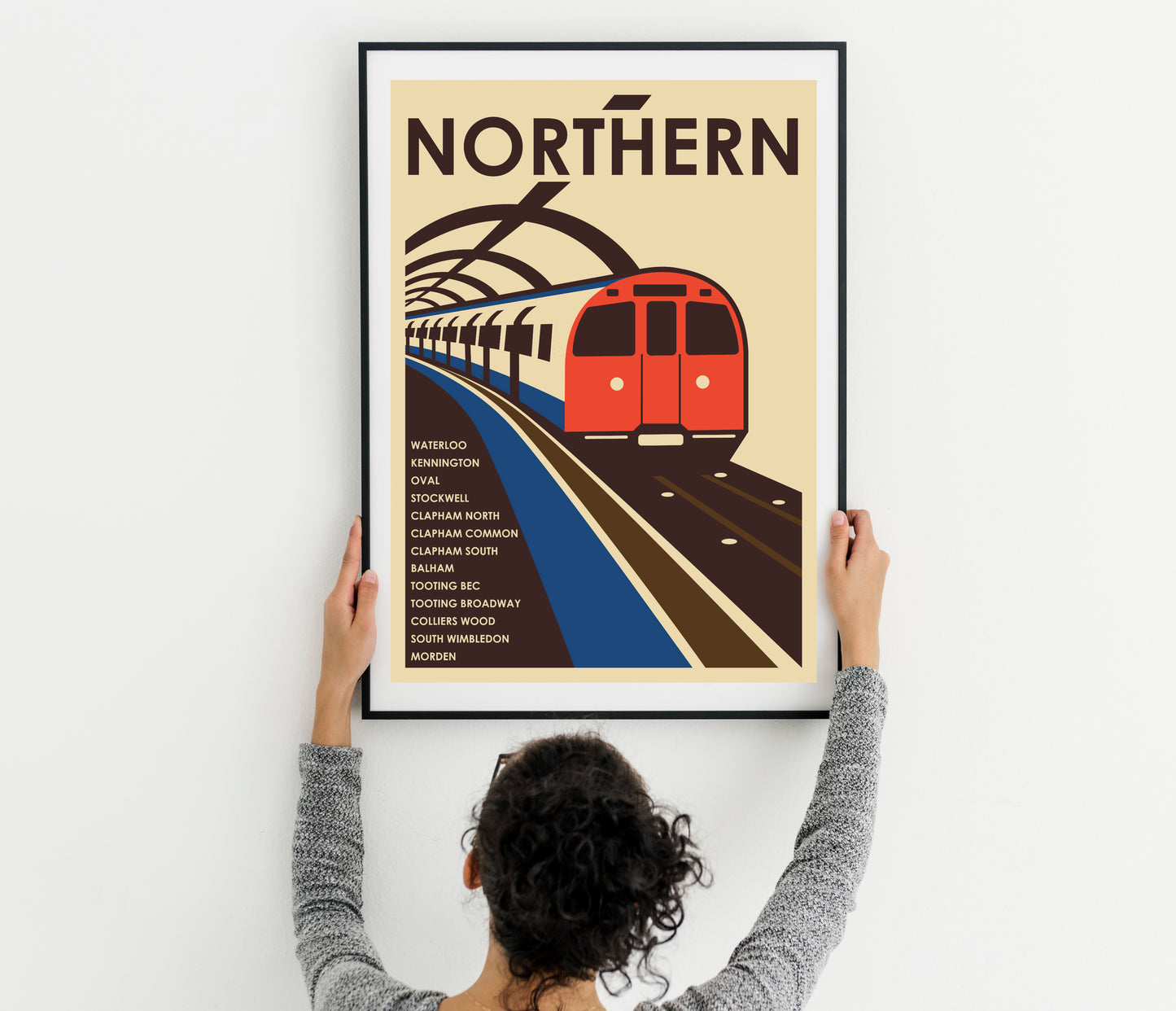Northern Line (South), London Underground Tube vintage travel print poster, artwork