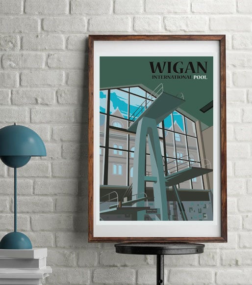 Wigan International Pool vintage poster