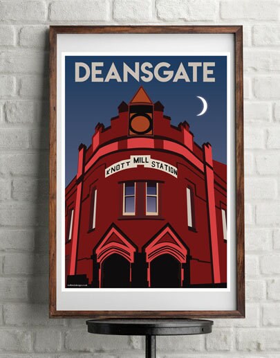 Retro Railway Station Poster for Manchester