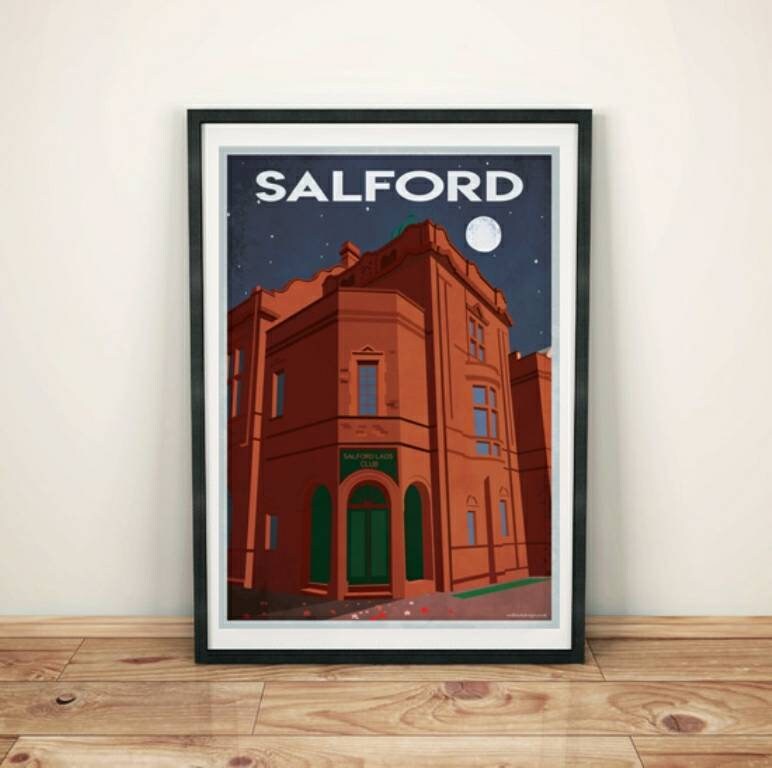 Retro minimalist art print of Salford Lads Club