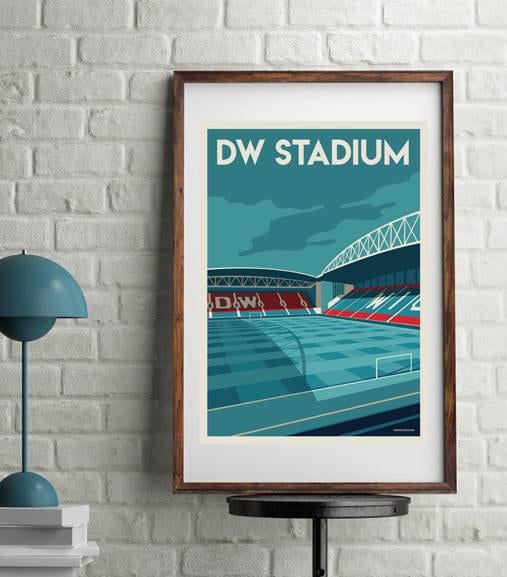 DW Stadium Wigan Athletic retro art print poster