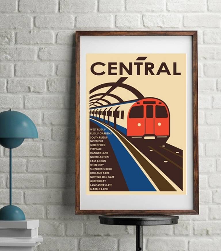 Central Line (Ruislip) vintage train art print poster