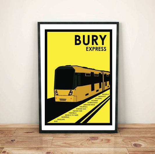 Bury Express vintage travel art print poster