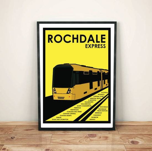 Vintage art print poster of Rochdale Express, Manchester Metro