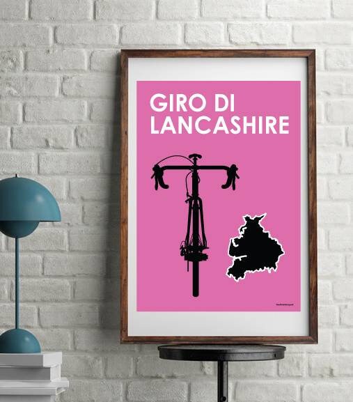 Giro di Lancashire vintage cycling art print poster
