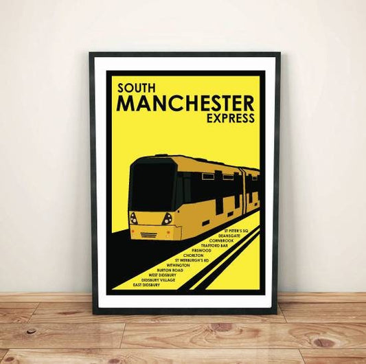 South Manchester Express vintage travel art print poster