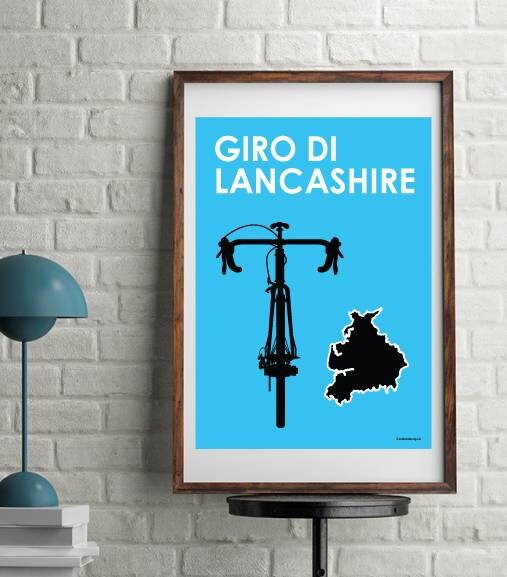 Giro di Lancashire vintage cycling art print poster