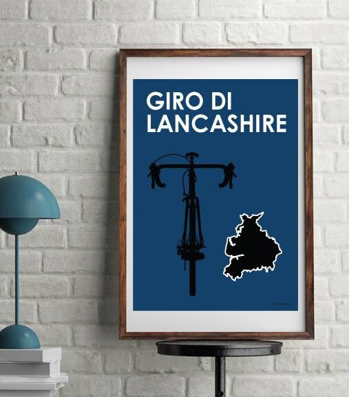 Retro Lancashire cycling route poster