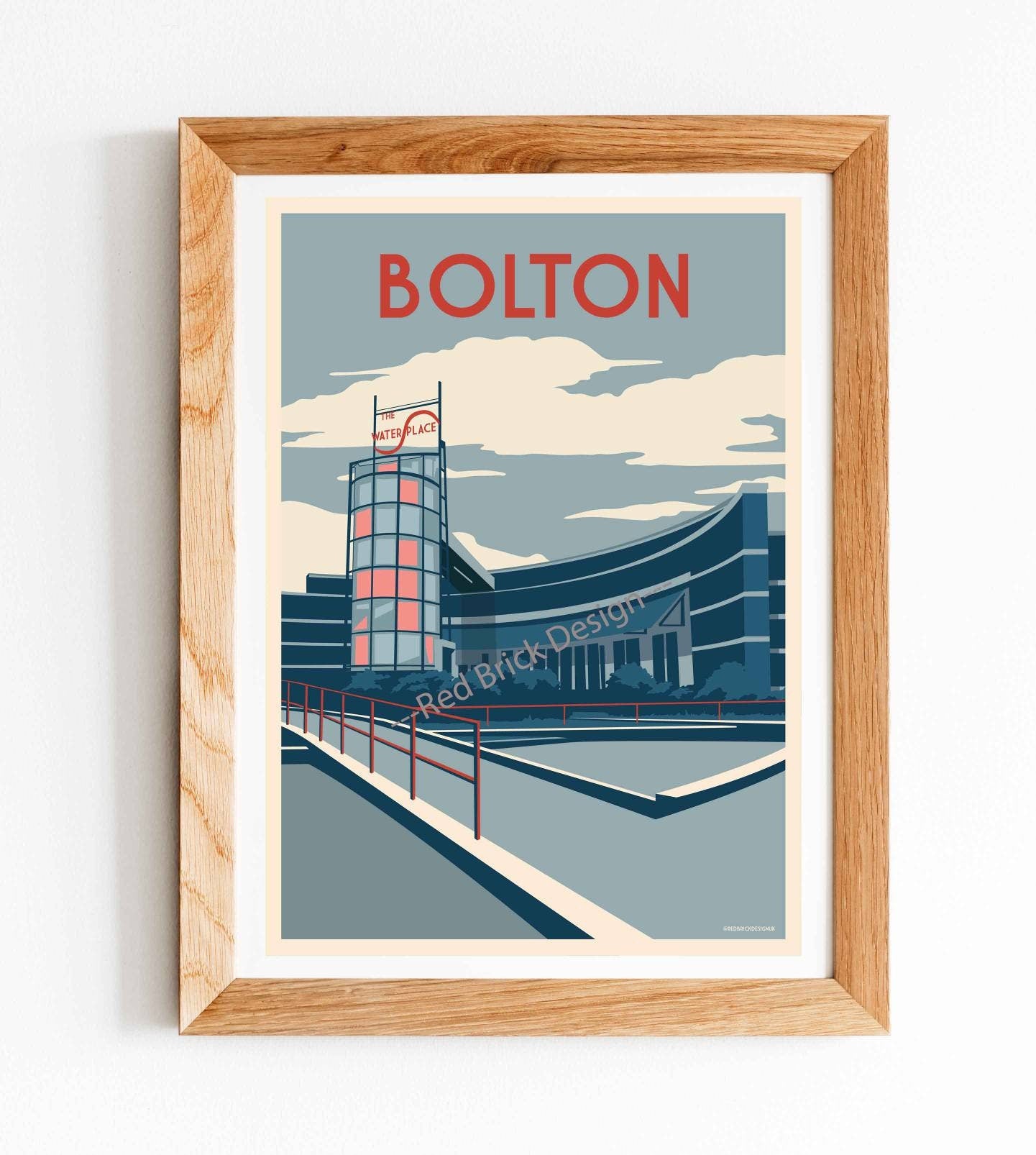 Retro Travel Poster of Bolton Landmark