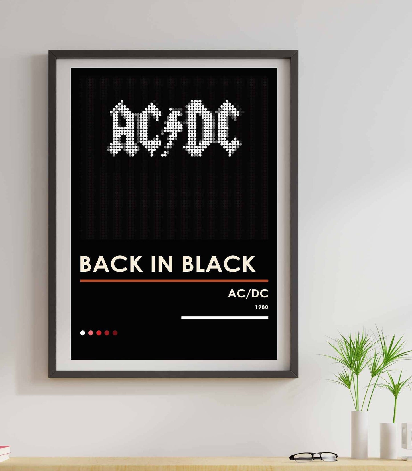 AC/DC Back in Black Pixel Dot Art Poster