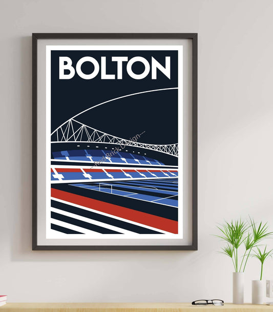Vintage Bolton Wanderers Stadium Poster