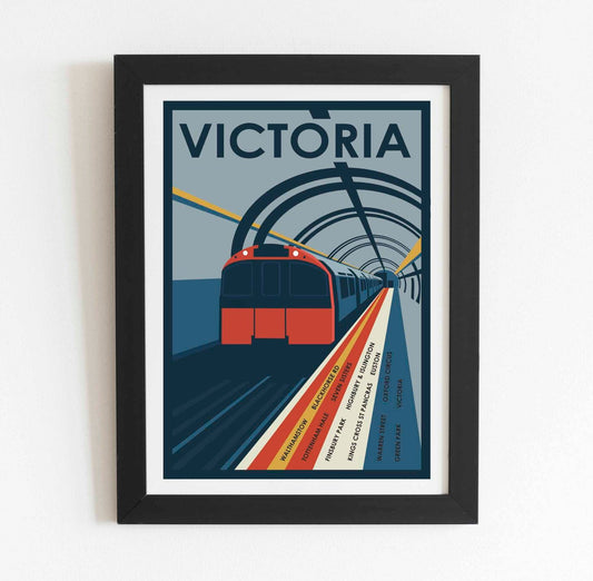 Victoria Line North Vintage Train Art Print Poster