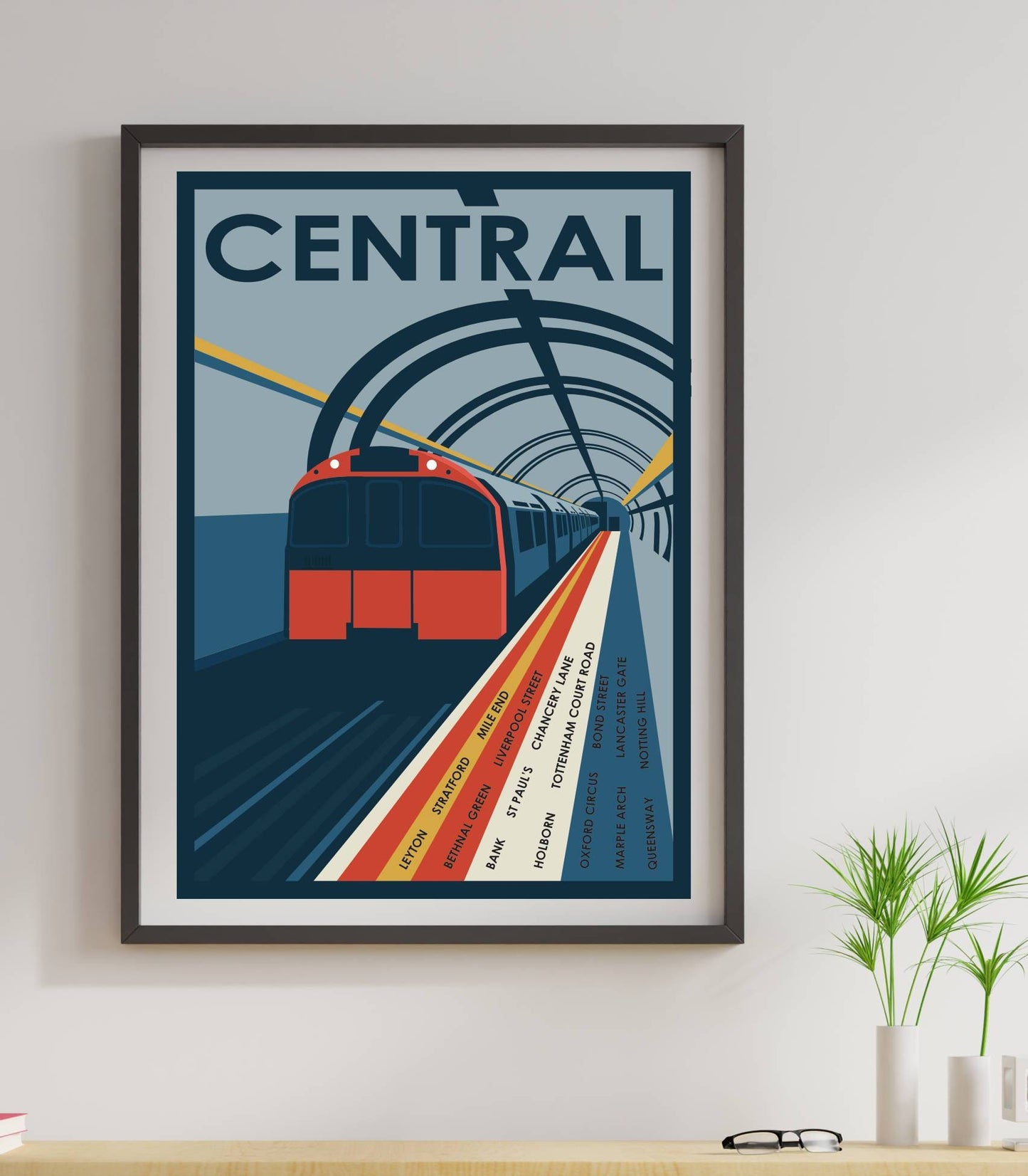 London Underground Tube line artwork in blue