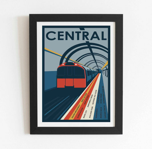 Central Line Ealing Vintage Train Art Print Poster