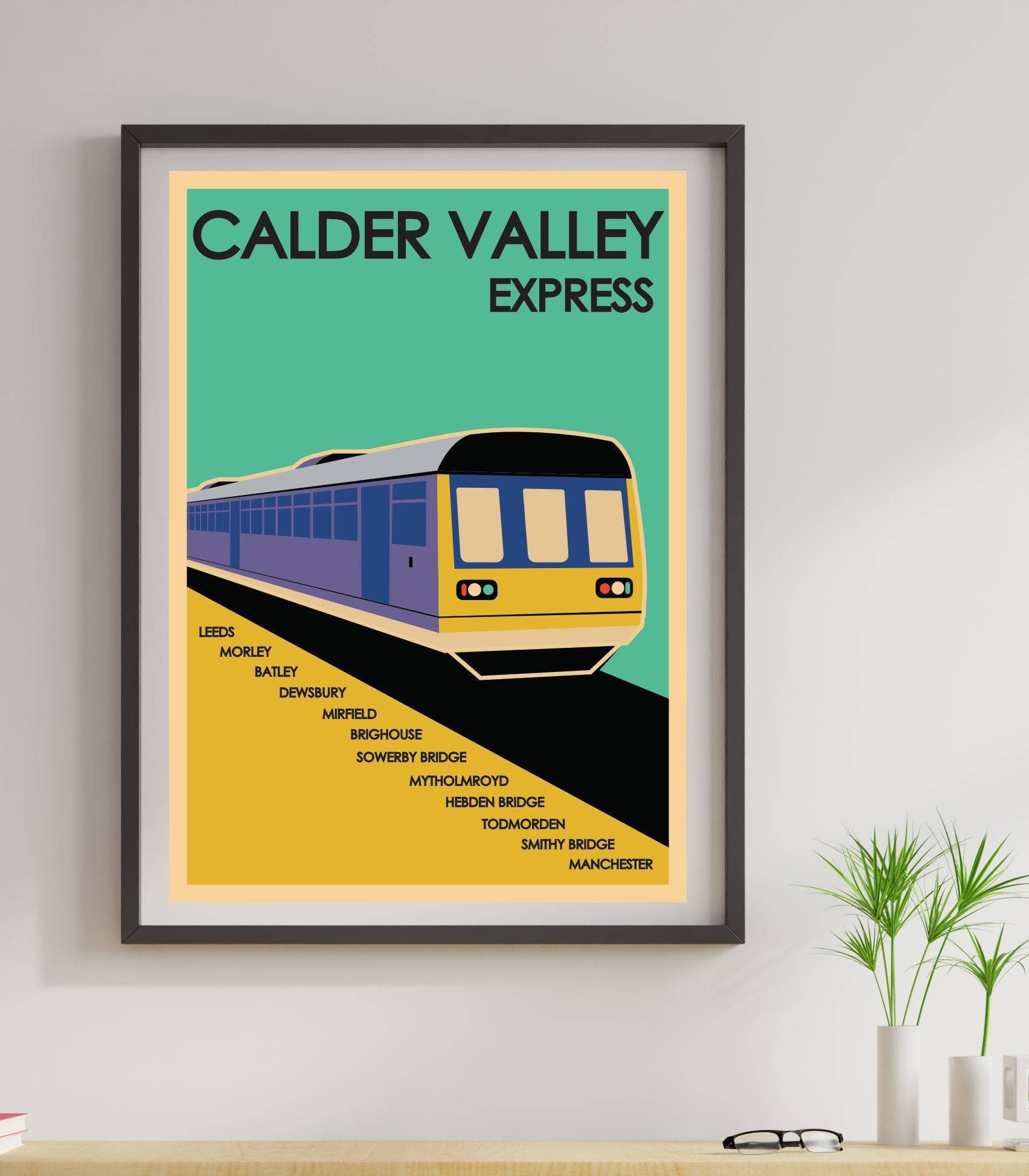 Leeds to Manchester train route artwork