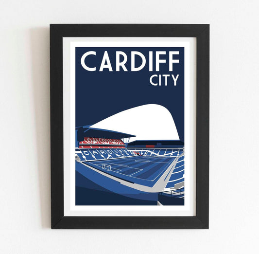 Cardiff City Stadium retro art print poster