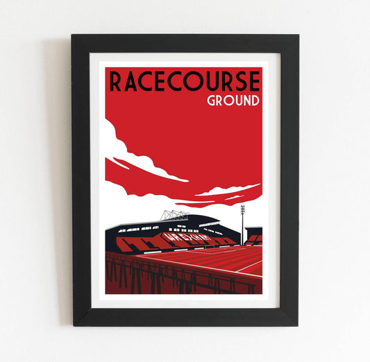 Wrexham FC Racecourse Ground Retro Print Poster