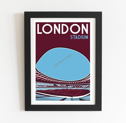 West Ham United London Stadium Retro Poster