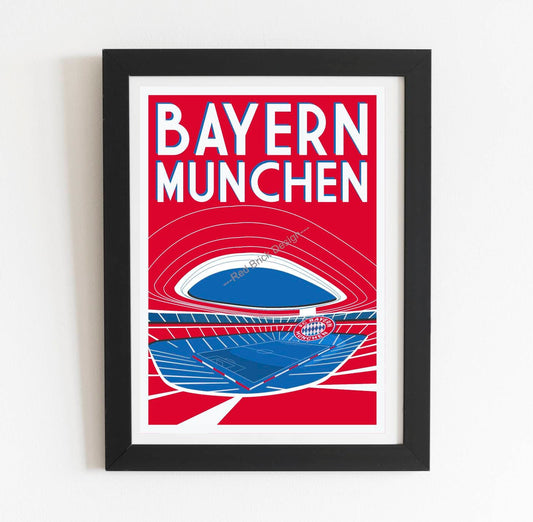 Bayern Munich Allianz Arena retro art print poster
