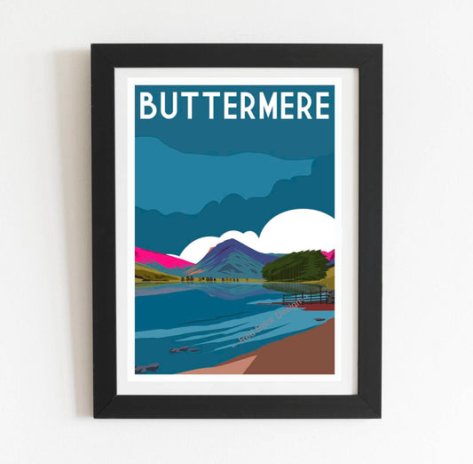 Buttermere Lake District retro art print