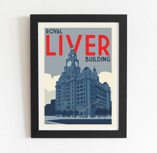Royal Liver Building retro art print