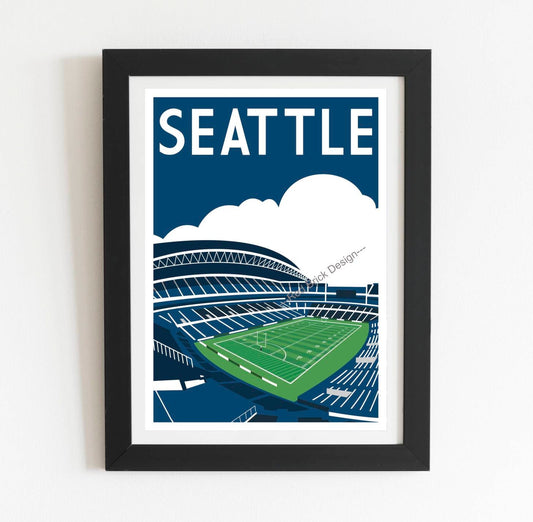 Seattle Seahawks Stadium Retro Art Print