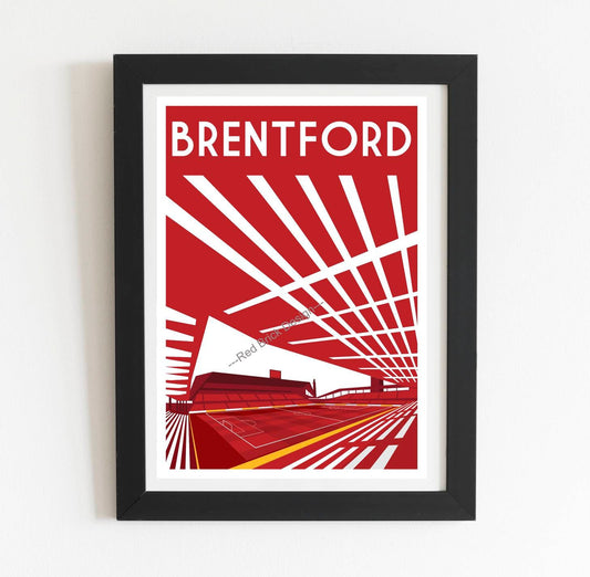 Brentford FC Community Stadium retro art print poster