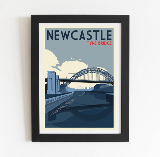 Tyne Bridge vintage art print poster