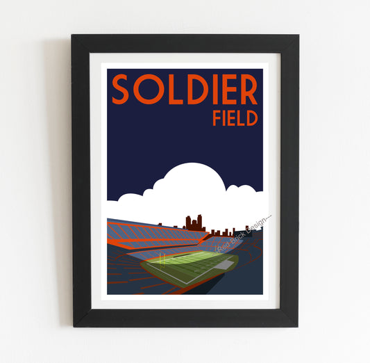 Soldier Field Retro Poster
