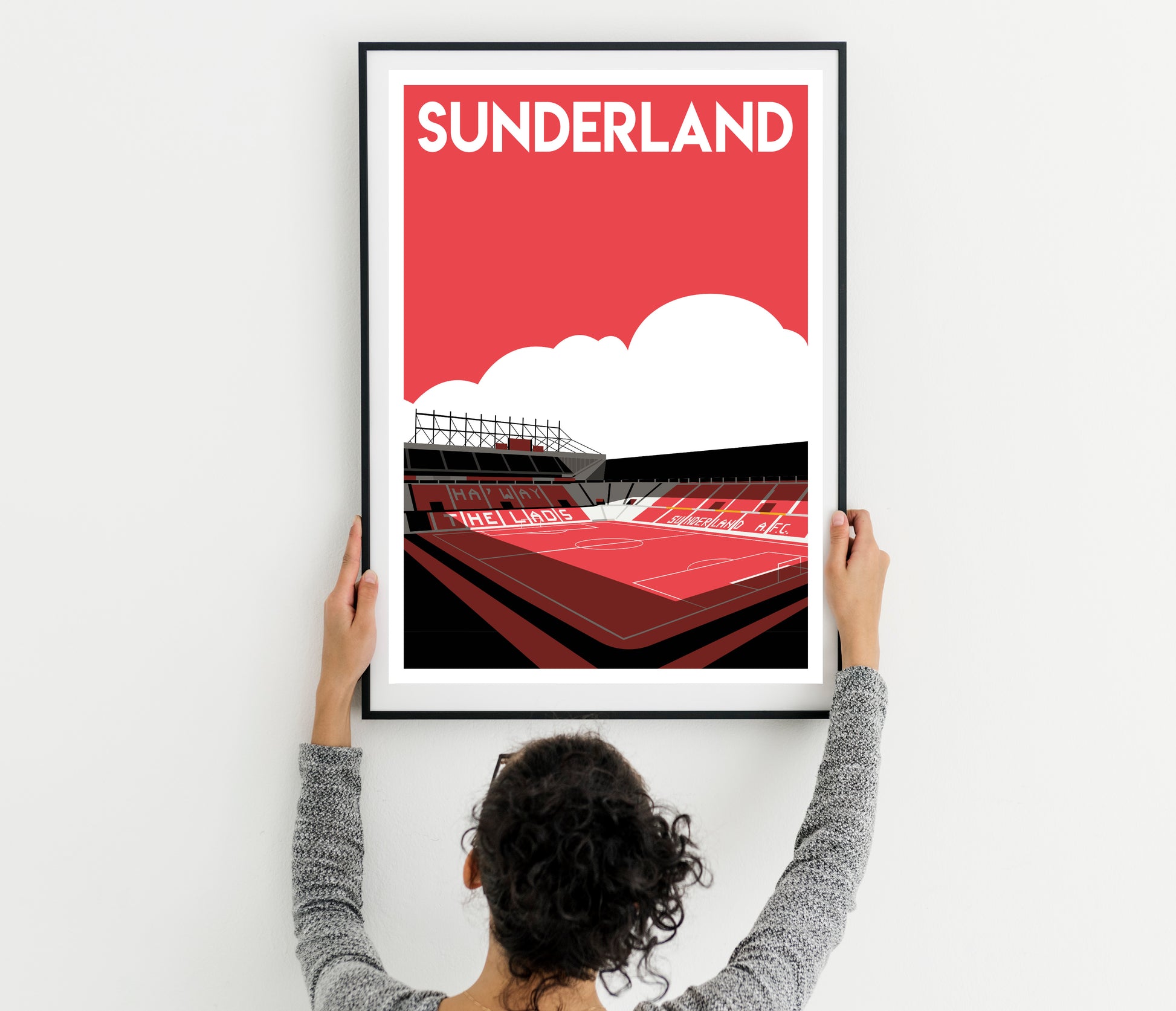 Sunderland FC: Stadium of Light Retro Art Print Poster home decor