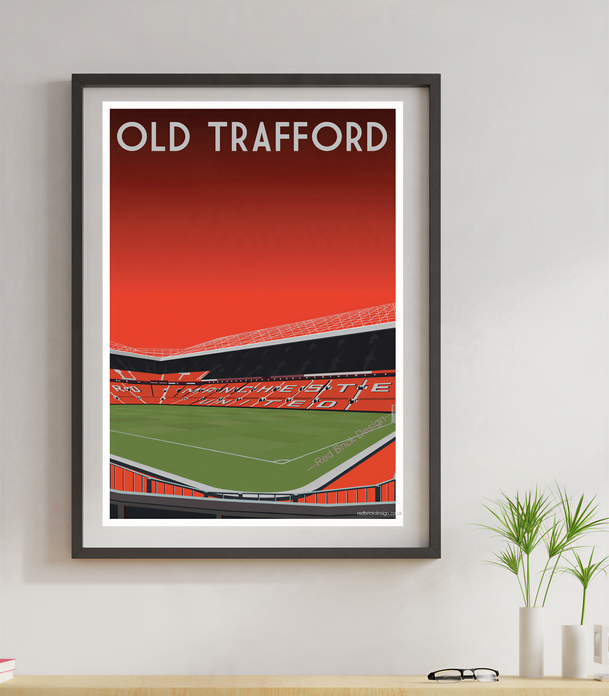 Manchester United Old Trafford Vintage Art Print Poster retro style vintage poster
