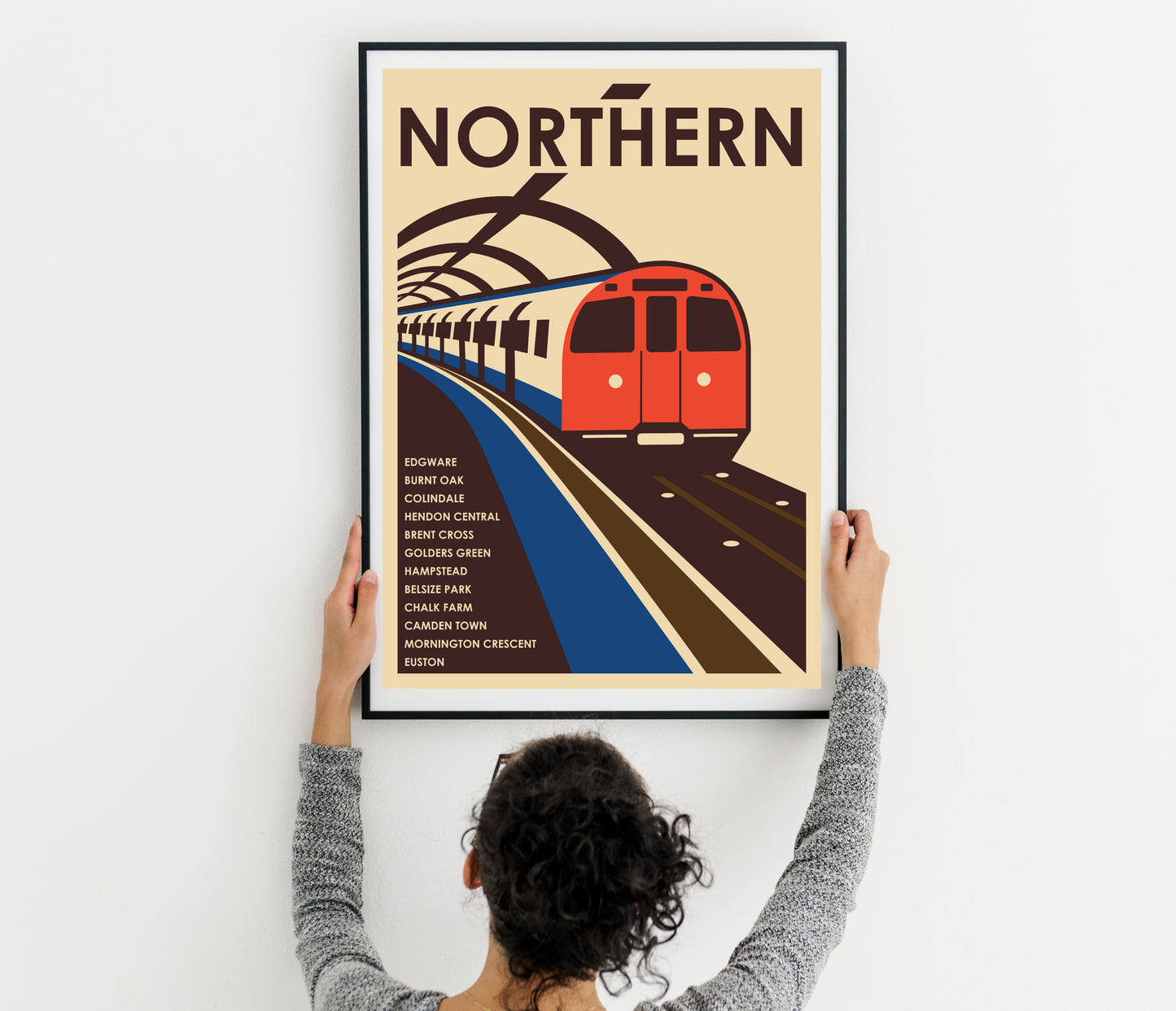 Northern Line (North - Edgware) London Underground Tube vintage style art print poster