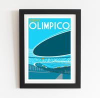 Stadio Olimpico, Lazio FC Retro Art Print Poster