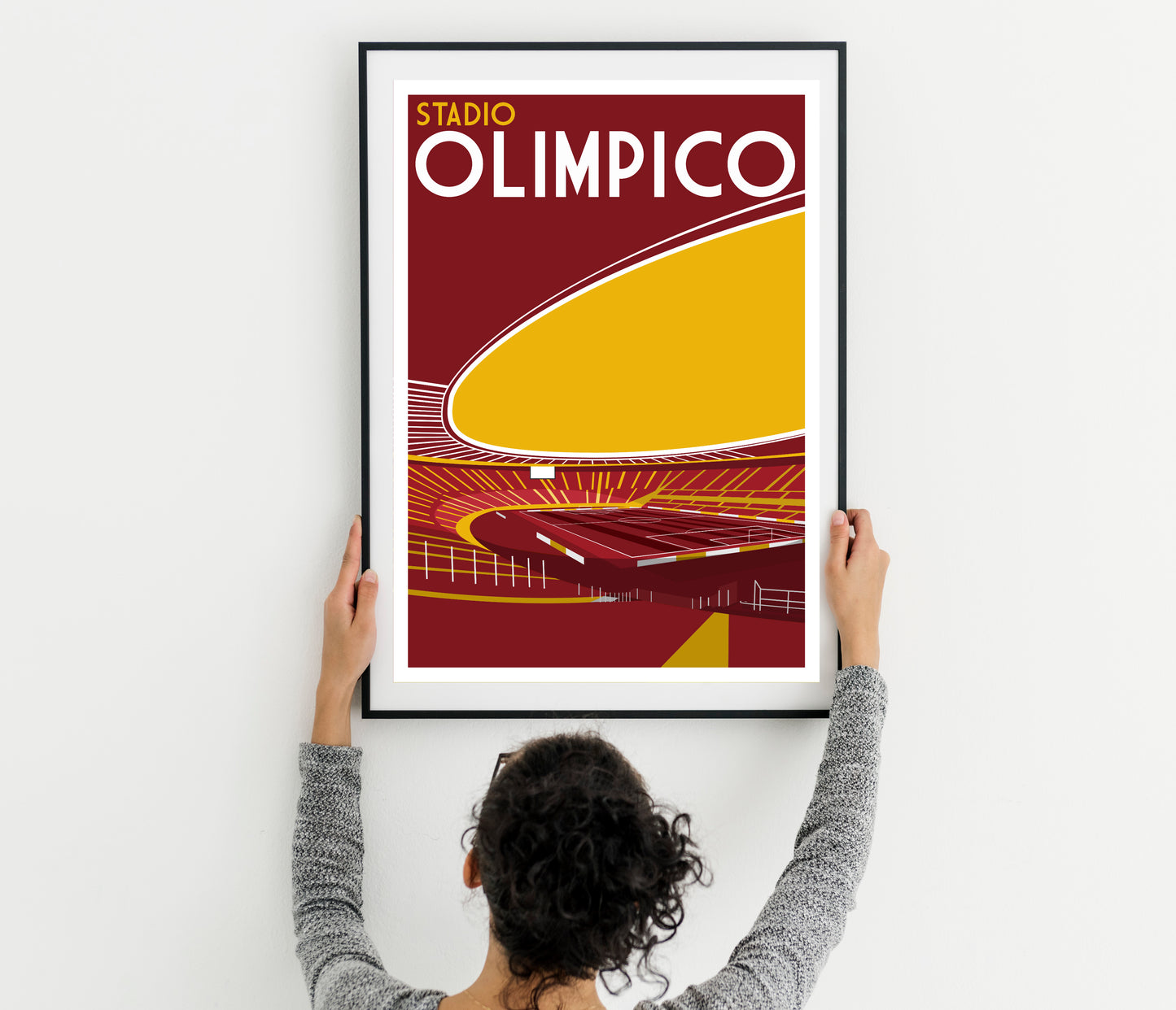 Stadio Olimpico Roma FC Retro Art Print Poster art work retro