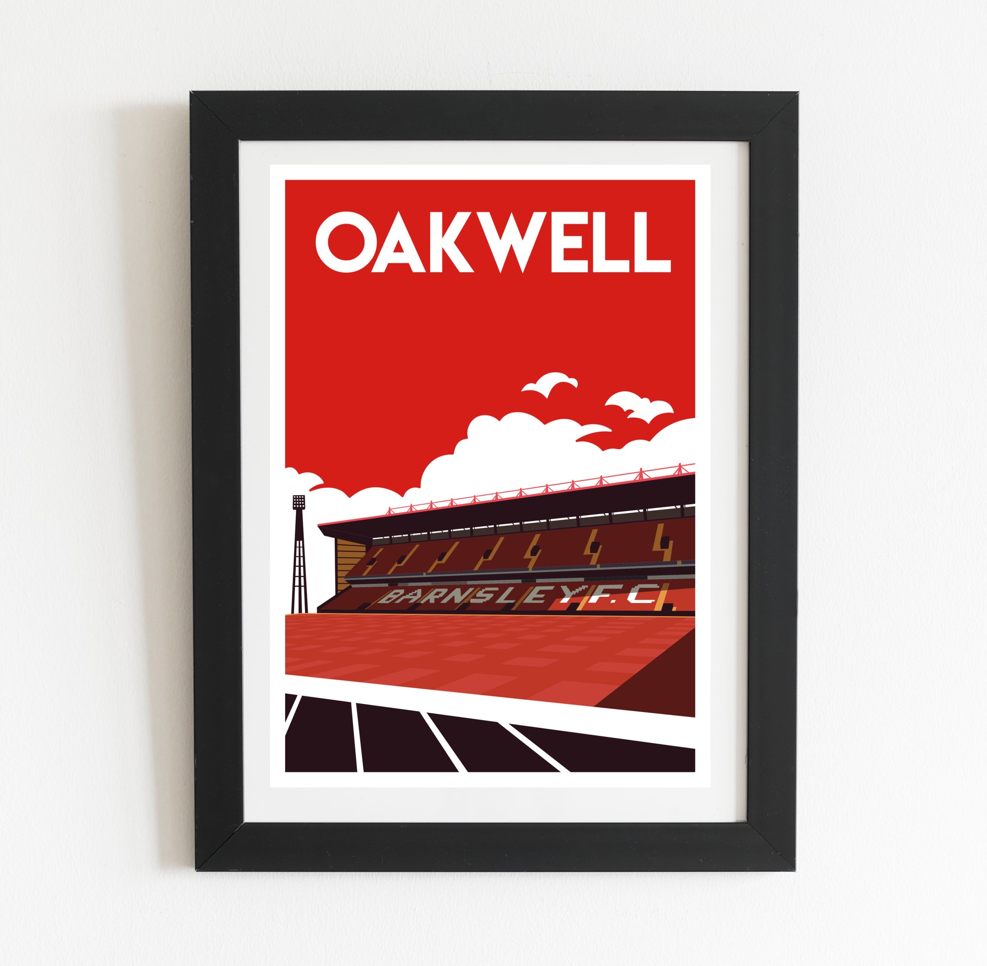 Barnsley FC Oakwell Retro Design Football Stadium Art Print Poster